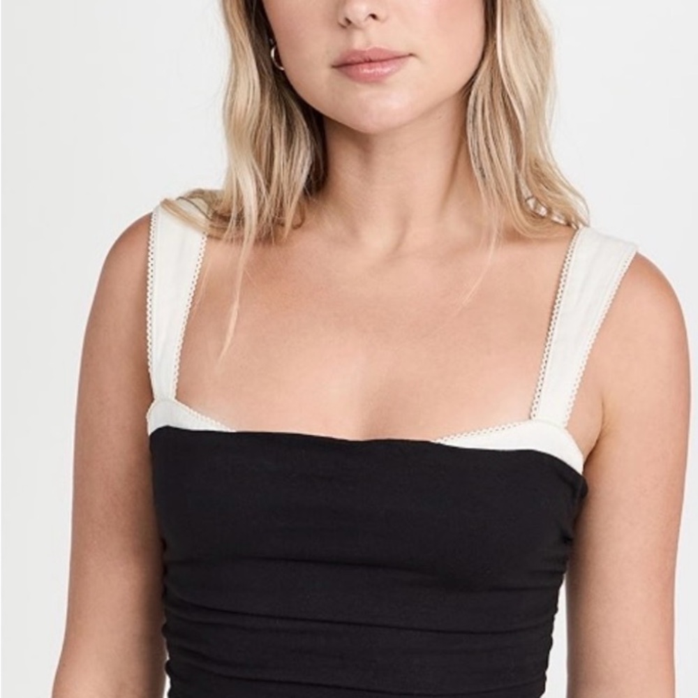 Free people two tone tank in black and white size small